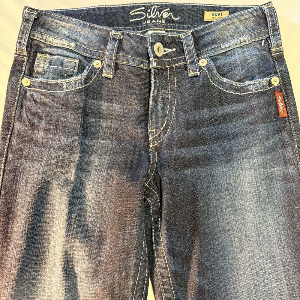 Silver Jeans Co. Suki Mid Rise Slim Bootcut Jeans Dark Wash Womens 28x33